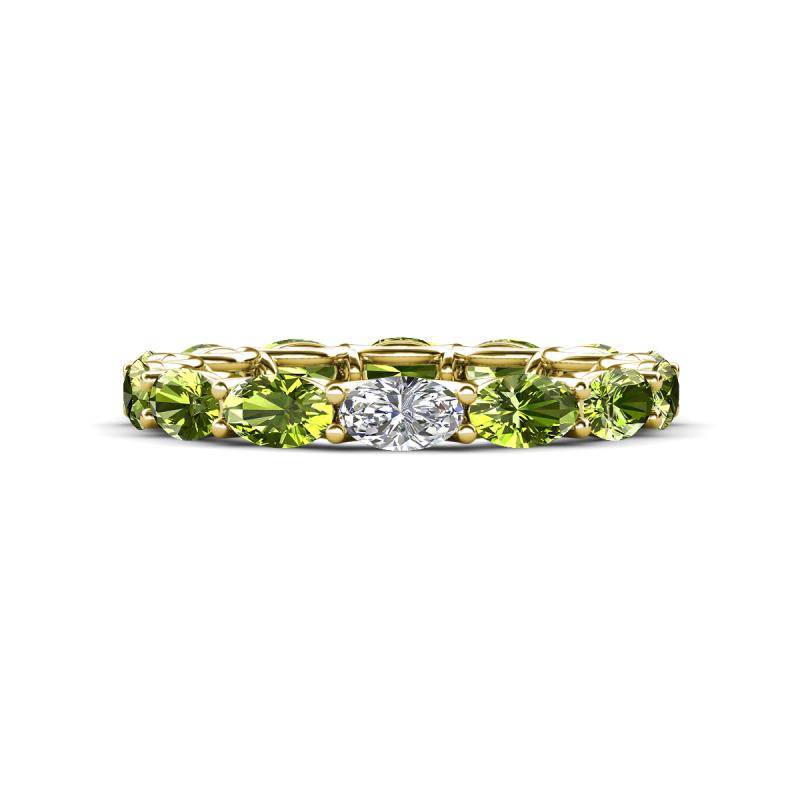 Madison 5x3 mm Oval Forever One Moissanite and Peridot Eternity Band 