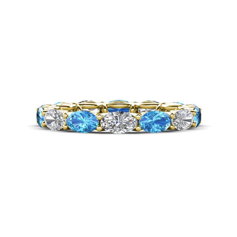 Madison 5x3 mm Oval Lab Grown Diamond and Blue Topaz Eternity Band 