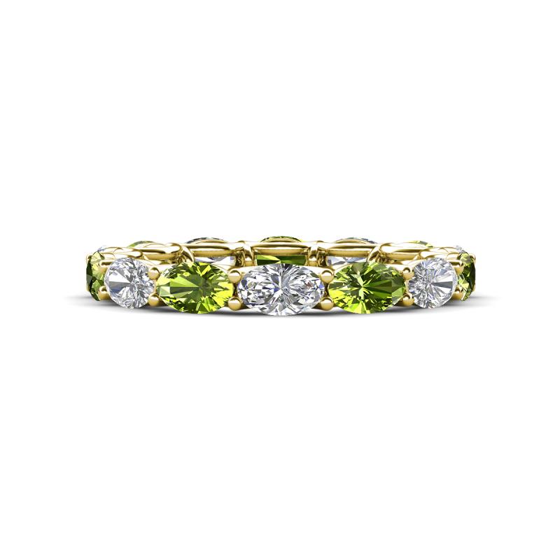 Madison 5x3 mm Oval Lab Grown Diamond and Peridot Eternity Band 