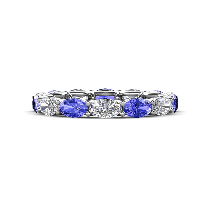 Madison 5x3 mm Oval Forever Brilliant Moissanite and Tanzanite Eternity Band 