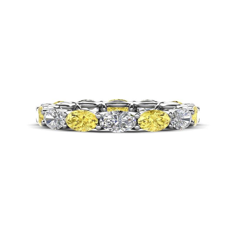 Madison 5x3 mm Oval Forever Brilliant Moissanite and Yellow Sapphire Eternity Band 