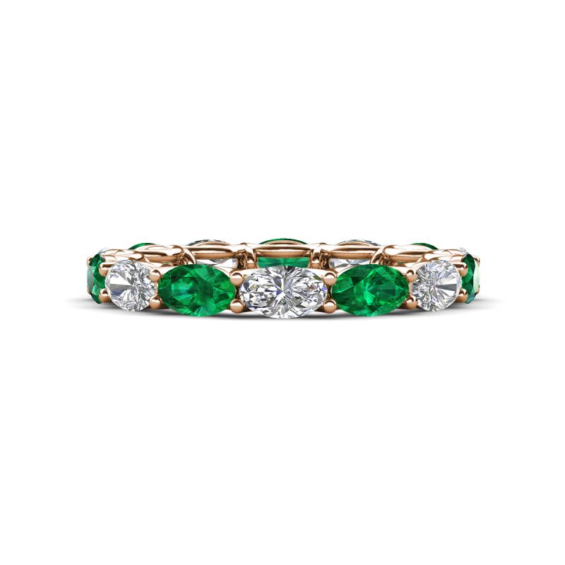 Madison 5x3 mm Oval Forever One Moissanite and Emerald Eternity Band 