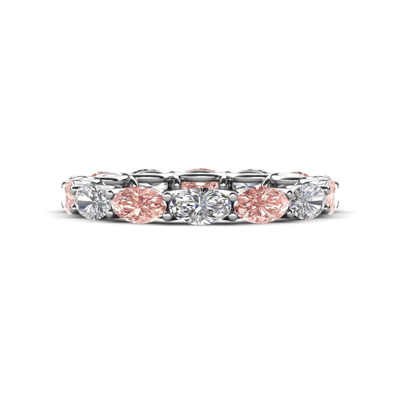 Madison 5x3 mm Oval Forever One Moissanite and Morganite Eternity Band 