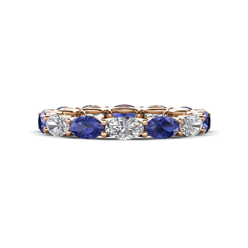 Madison 5x3 mm Oval Forever One Moissanite and Iolite Eternity Band 