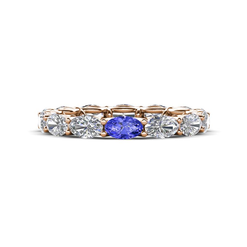 Madison 5x3 mm Oval Forever Brilliant Moissanite and Tanzanite Eternity Band 