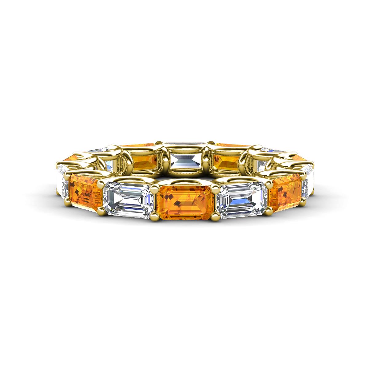 Beverly 5x3 mm Emerald Cut Natural Diamond and Citrine Eternity Band 