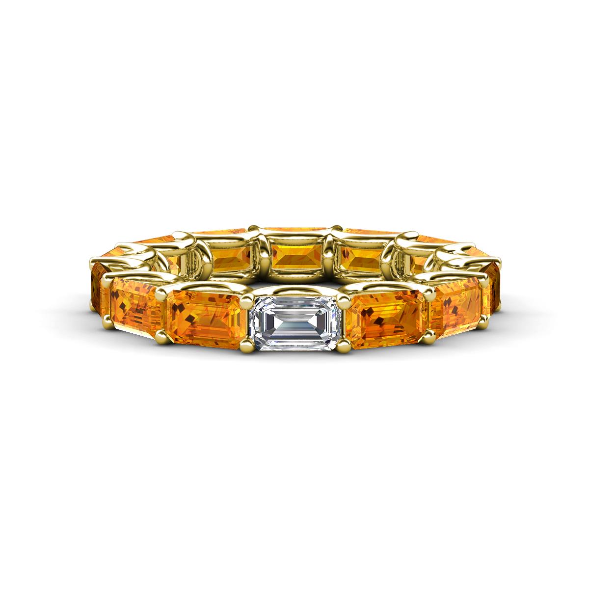 Beverly 5x3 mm Emerald Cut Lab Grown Diamond and Citrine Eternity Band 