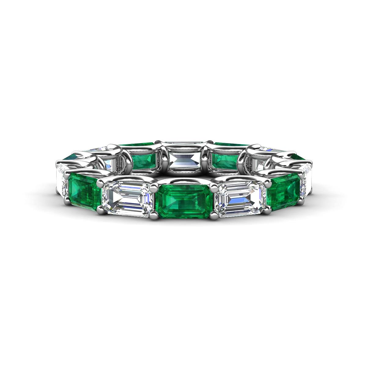 Beverly 5x3 mm Emerald Cut Lab Grown Diamond and Emerald Eternity Band 