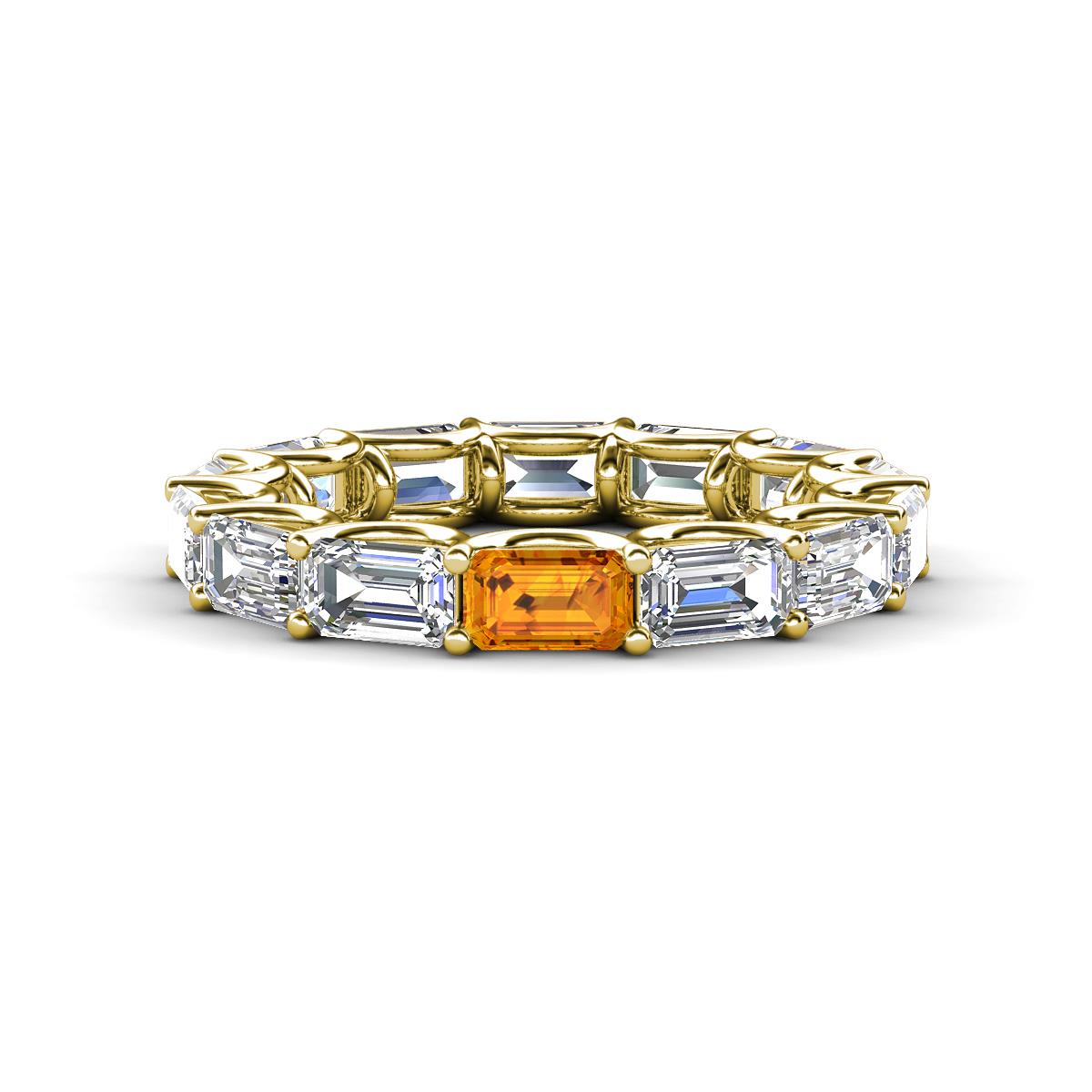 Beverly 5x3 mm Emerald Cut Lab Grown Diamond and Citrine Eternity Band 