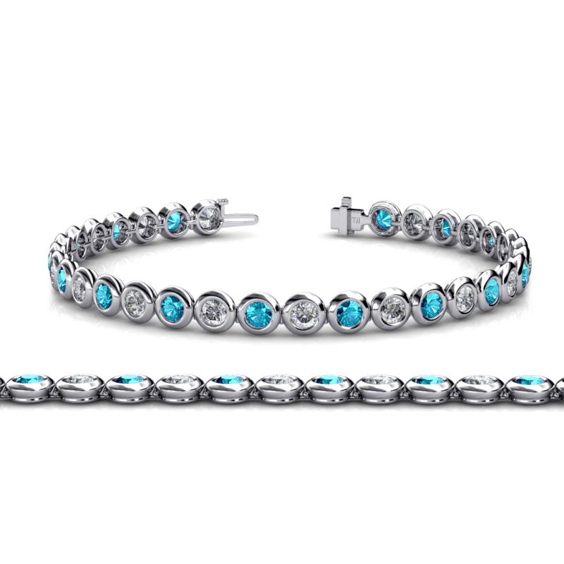 Quon London Blue Topaz and Diamond Tennis Bracelet 