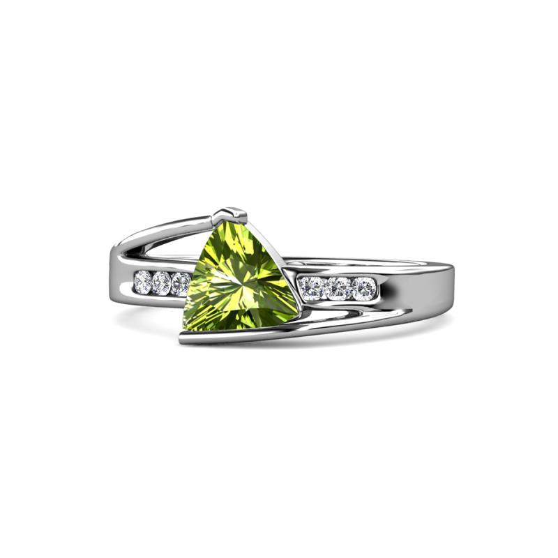 Medora 1.39 ctw Trillion shape Peridot (7.00 mm) accented Natural Diamonds Engagement Ring 