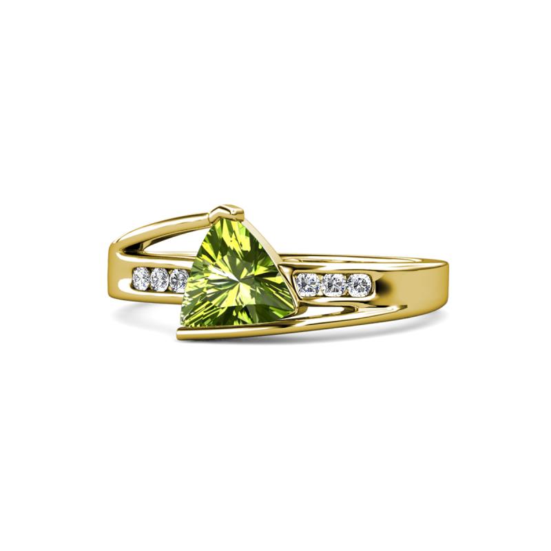 Medora 1.39 ctw Trillion shape Peridot (7.00 mm) accented Natural Diamonds Engagement Ring 