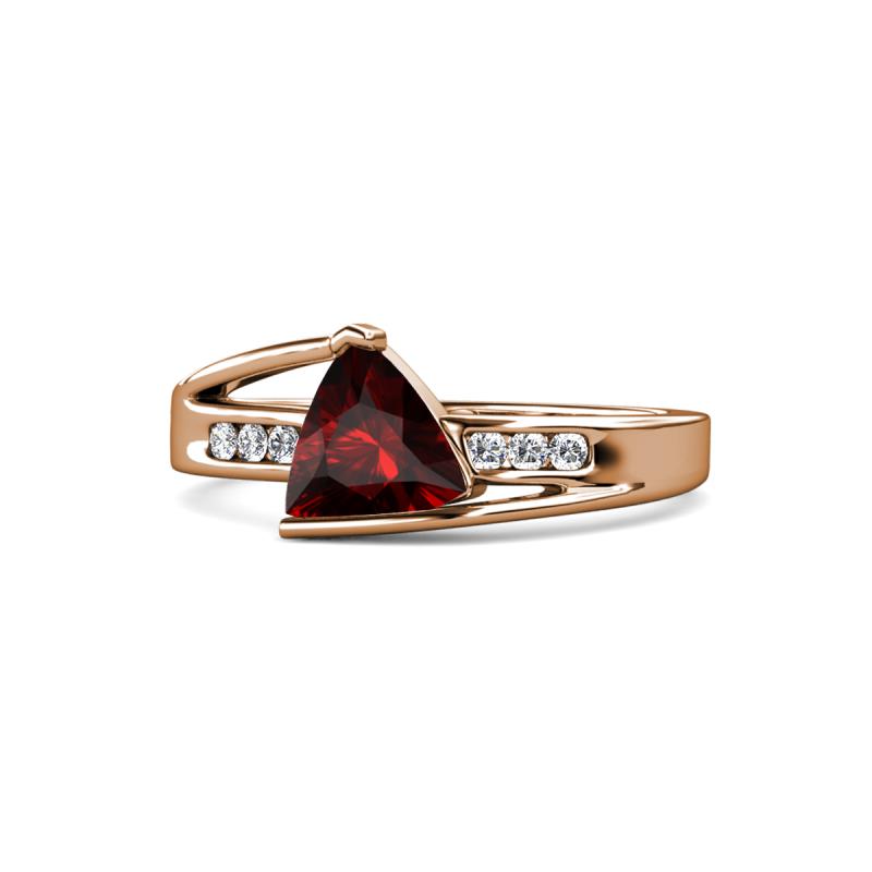 Medora 1.54 ctw Trillion shape Red Garnet (7.00 mm) accented Natural Diamonds Engagement Ring 