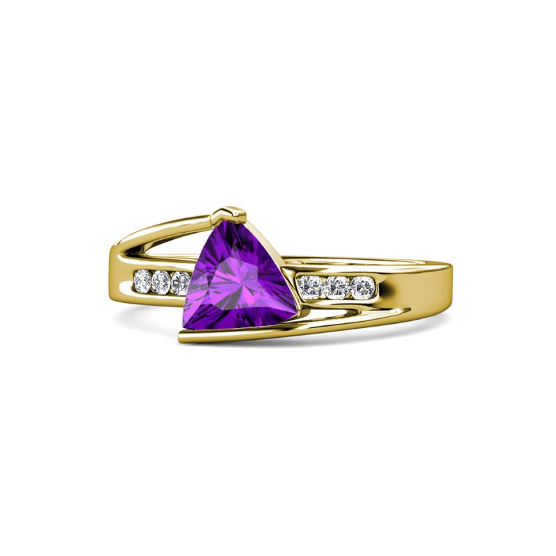 Medora 1.09 ctw Trillion shape Amethyst (7.00 mm) accented Natural Diamonds Engagement Ring 