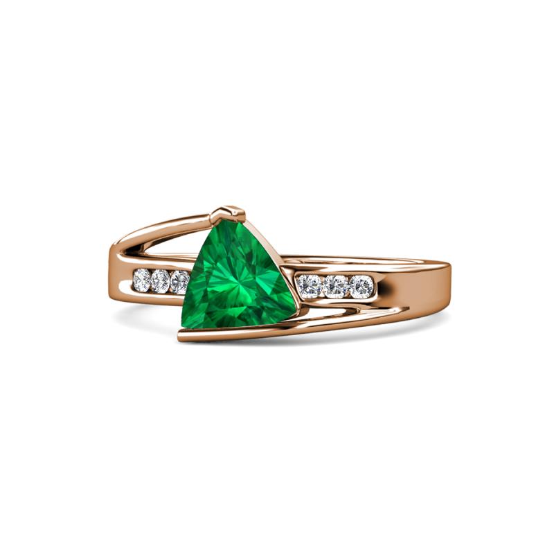 Medora 1.04 ctw Trillion shape Created Emerald (7.00 mm) accented Natural Diamonds Engagement Ring 