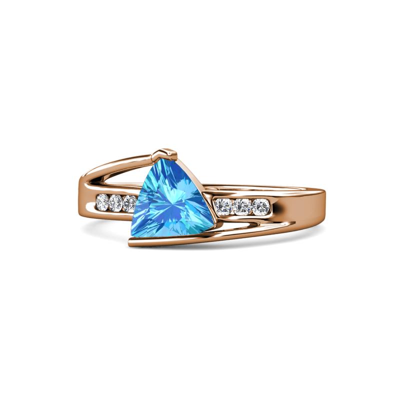 Medora 1.59 ctw Trillion shape Blue Topaz (7.00 mm) accented Natural Diamonds Engagement Ring 