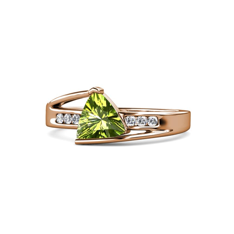 Medora 1.39 ctw Trillion shape Peridot (7.00 mm) accented Natural Diamonds Engagement Ring 