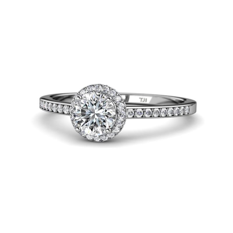 Syna Signature 6.50 mm IGI Certified Lab Grown Diamond and Natural Diamond Halo Engagement Ring 