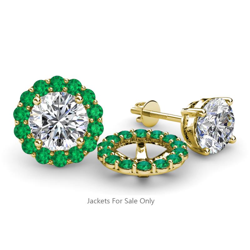 Serena 0.70 ctw (2.00 mm) Round Emerald Jackets Earrings 