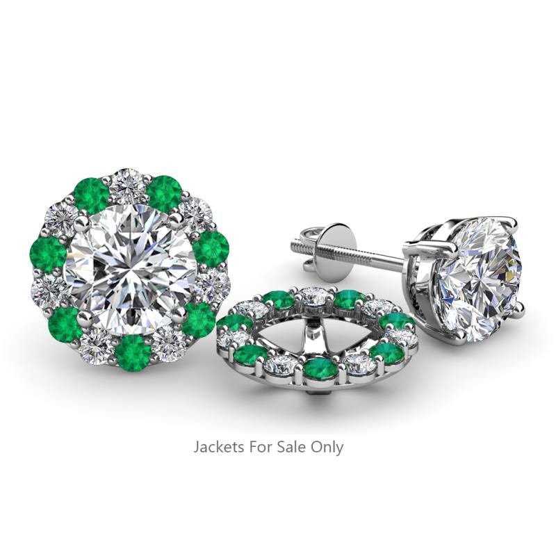 Serena 2.00 mm Round Emerald and Diamond Jacket Earrings 