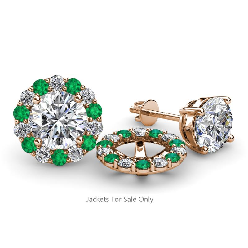 Serena 2.00 mm Round Emerald and Diamond Jacket Earrings 