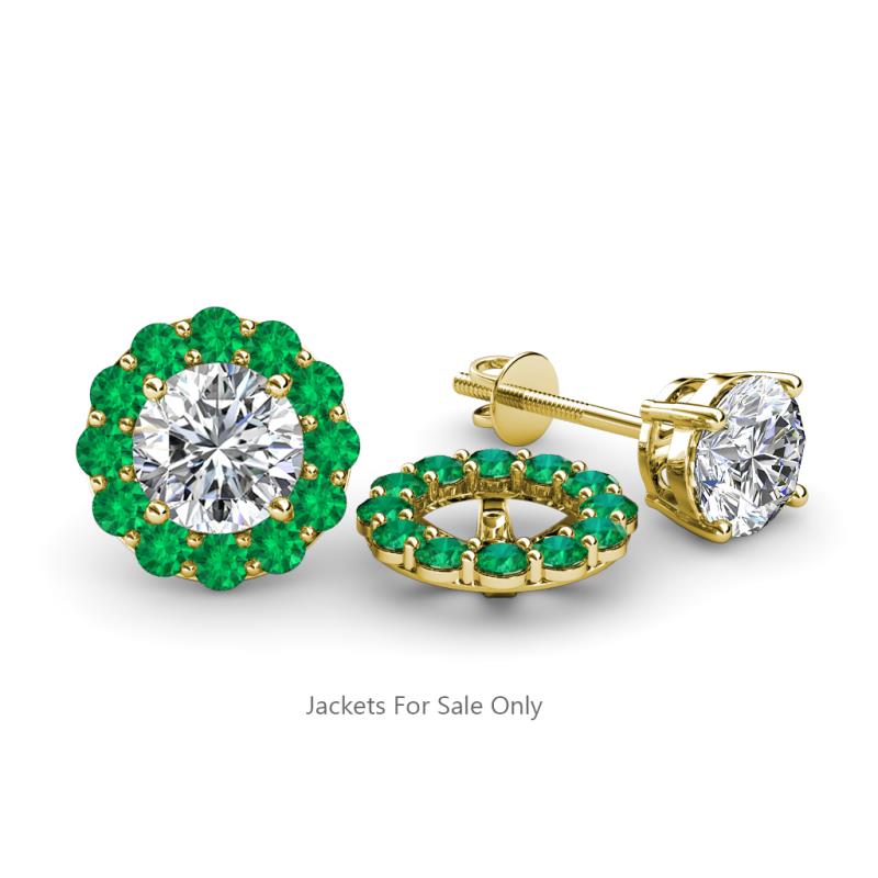 Serena 0.60 ctw (2.00 mm) Round Emerald Jackets Earrings 