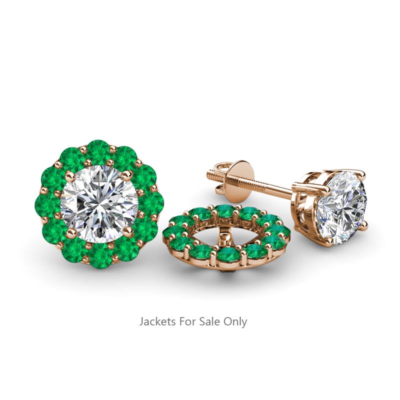 Serena 0.60 ctw (2.00 mm) Round Emerald Jackets Earrings 