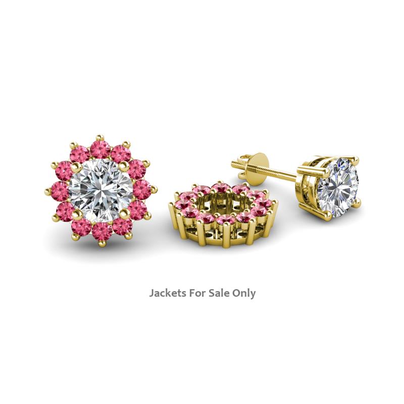 Florice Round Pink Tourmaline Flower Jacket Earrings 