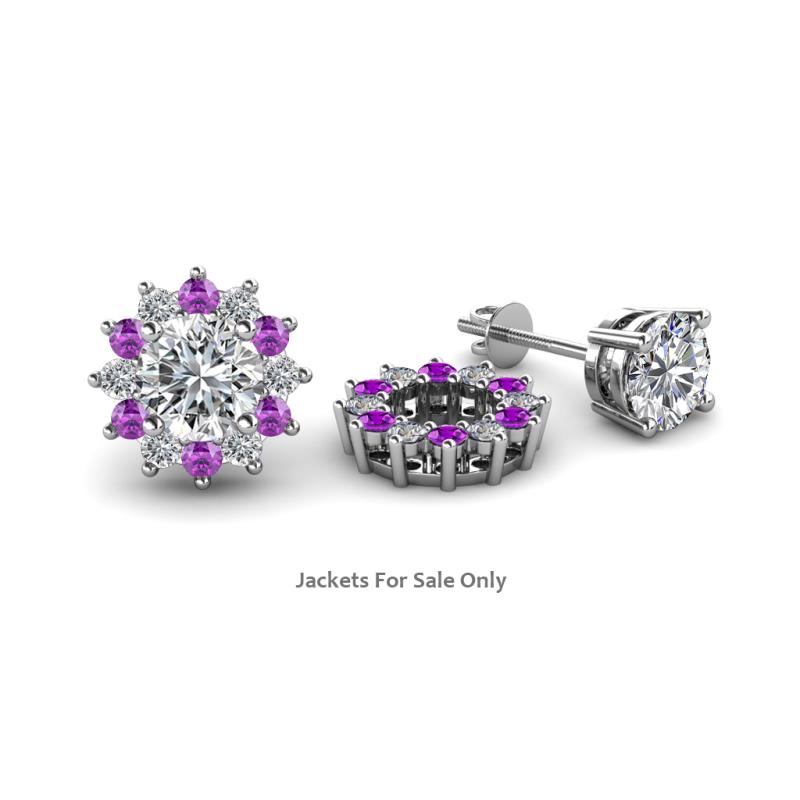 Florice 0.60 ctw Lab Grown Diamond and Amethyst Flower Jacket Earrings 