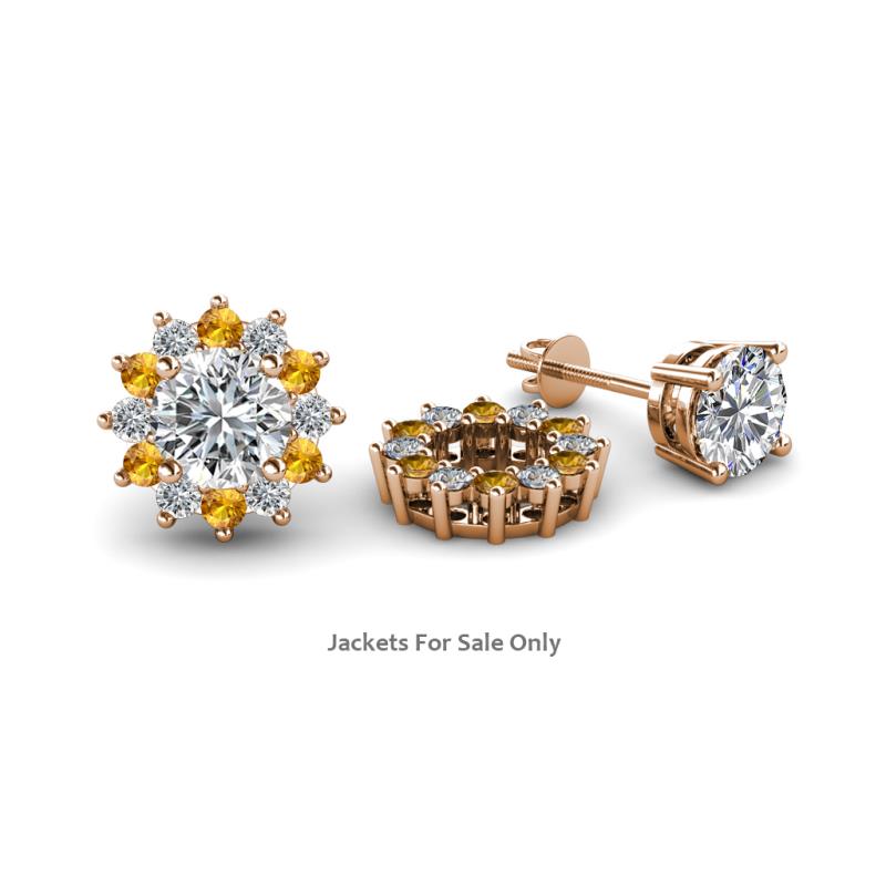 Florice 0.60 ctw Lab Grown Diamond and Citrine Flower Jacket Earrings 