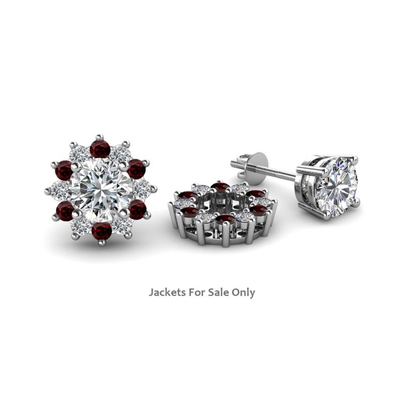 Florice 0.74 ctw Lab Grown Diamond and Red Garnet Flower Jacket Earrings 