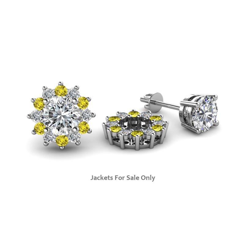Florice 0.72 ctw Lab Grown Diamond and Yellow Diamond Flower Jacket Earrings 