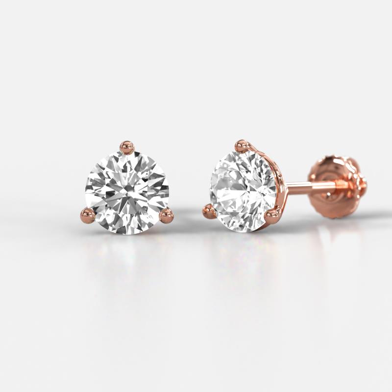 Pema 2.00 ctw (6.30 mm) IGI Certified Round Lab Grown Diamond Martini Solitaire Stud Earrings 