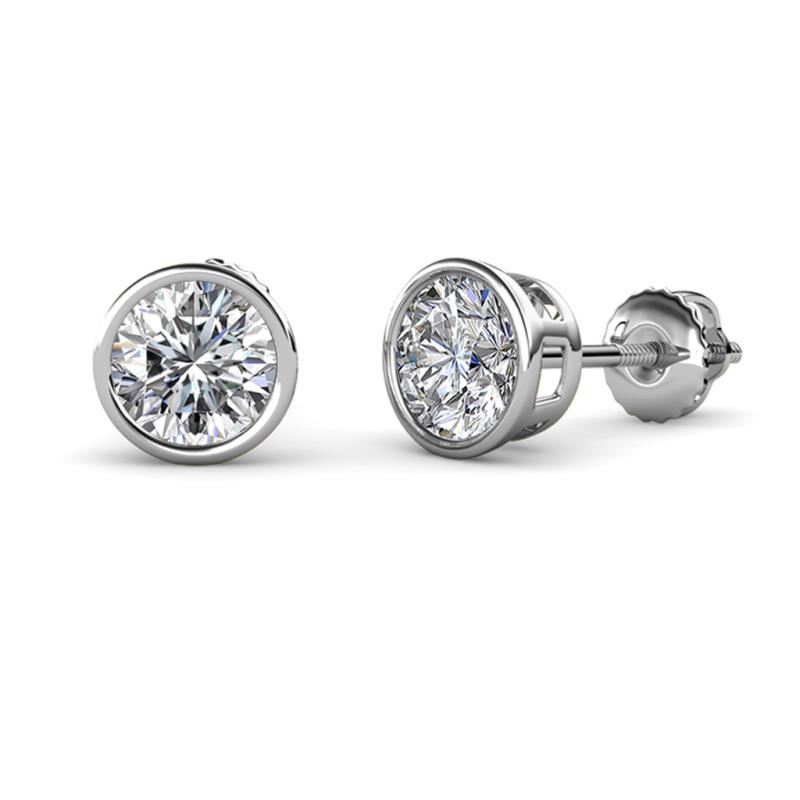 Carys 1.75 ctw (6.30 mm) IGI Certified Round Lab Grown Diamond Bezel Set Solitaire Stud Earrings 