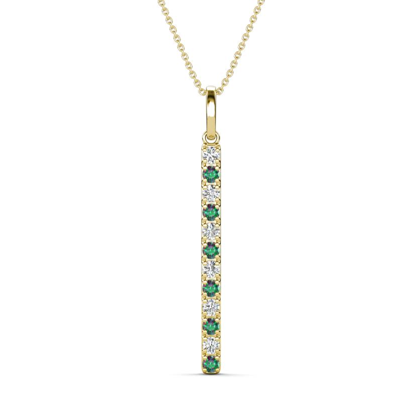 Stephanie 0.31 ctw (1.80 mm) Round Natural Diamond and Lab Created Alexandrite Vertical Pendant Necklace 