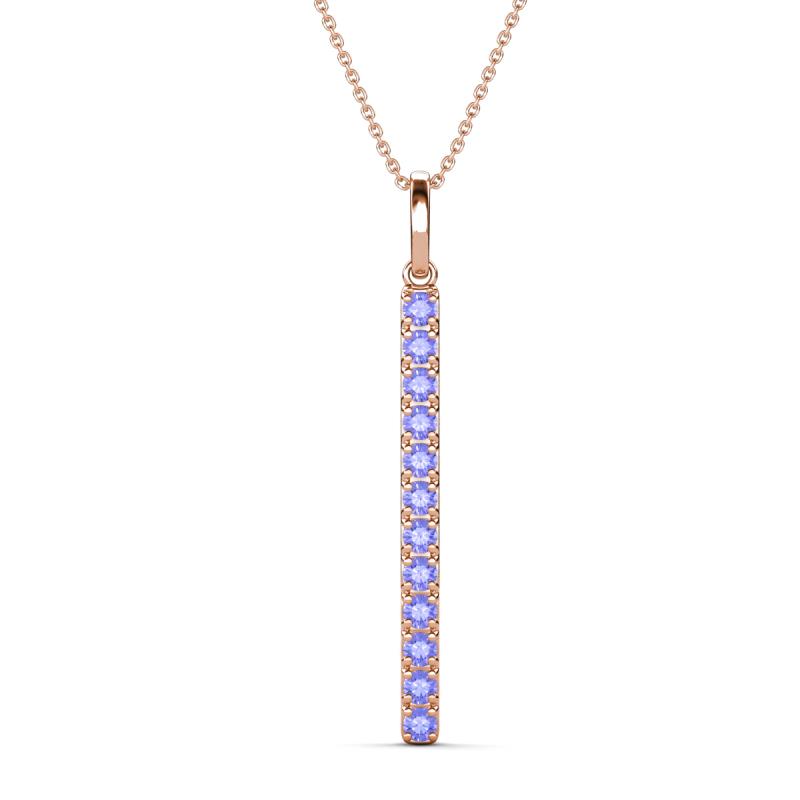 Stephanie 0.30 ctw (1.80 mm) Round Tanzanite Vertical Pendant Necklace 