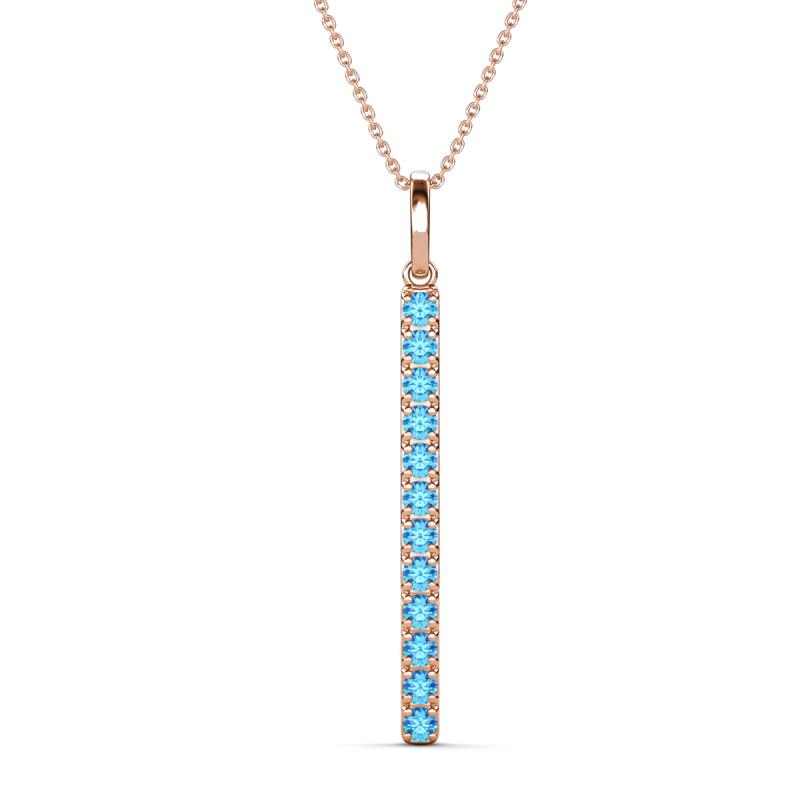 Stephanie 0.22 ctw (1.80 mm) Round Blue Topaz Vertical Pendant Necklace 