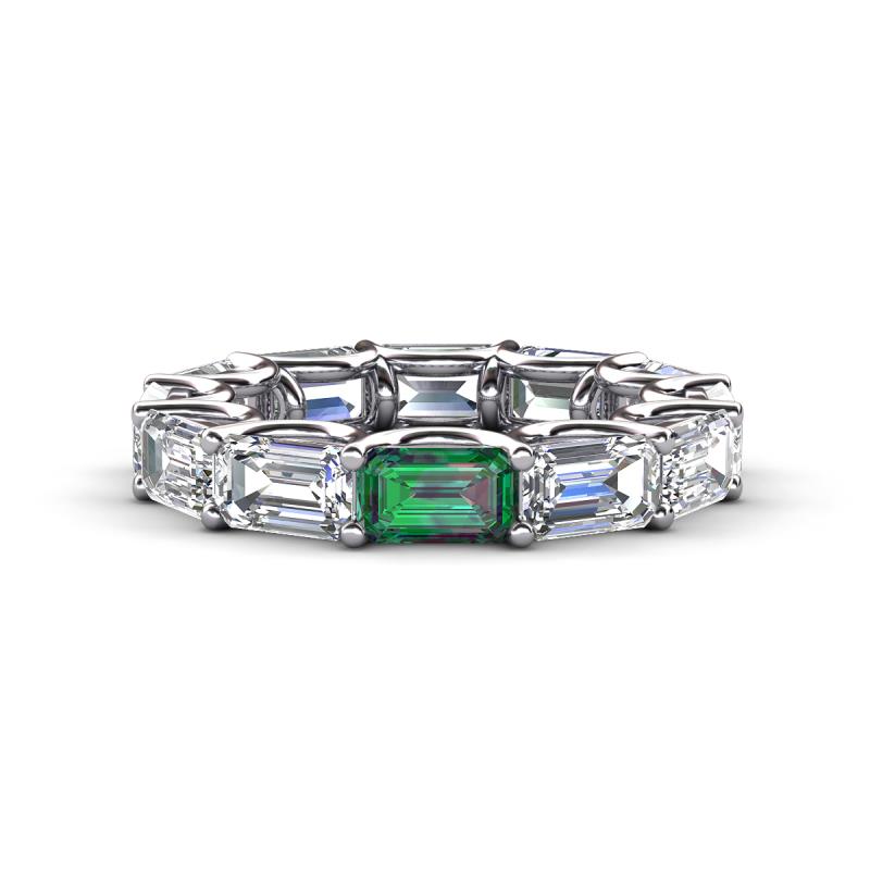Beverly 6.81 ctw (6x4 mm) GIA Certified Emerald Cut Natural Diamond and Created Alexandrite Eternity Band 