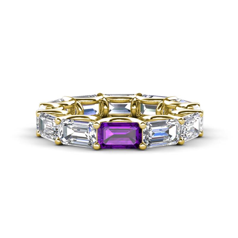 Beverly 6.60 ctw (6x4 mm) Emerald Cut Lab Grown Diamond and Amethyst Eternity Band 