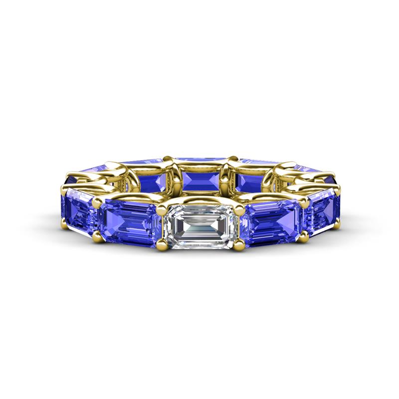 Beverly 6.60 ctw (6x4 mm) GIA Certified Emerald Cut Natural Diamond and Tanzanite Eternity Band 