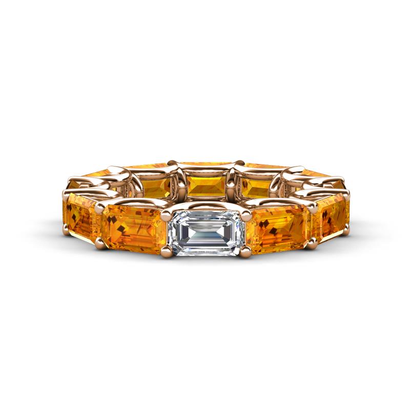 Beverly 6.10 ctw (6x4 mm) GIA Certified Emerald Cut Natural Diamond and Citrine Eternity Band 