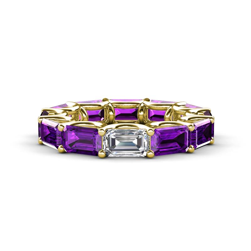 Beverly 6.60 ctw (6x4 mm) GIA Certified Emerald Cut Natural Diamond and Amethyst Eternity Band 