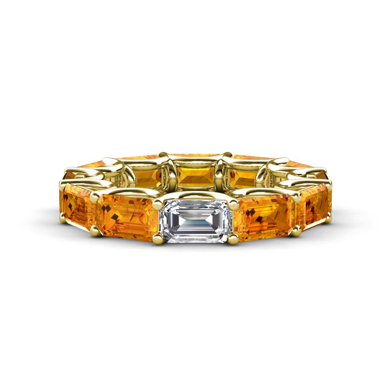 Beverly 6.10 ctw (6x4 mm) GIA Certified Emerald Cut Natural Diamond and Citrine Eternity Band 