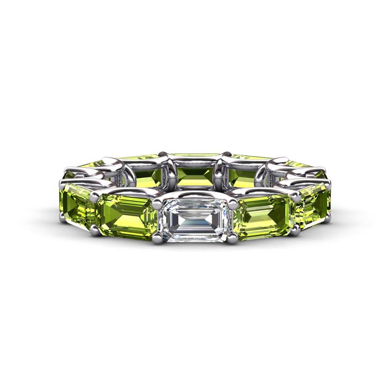 Beverly 7.60 ctw (6x4 mm) GIA Certified Emerald Cut Natural Diamond and Peridot Eternity Band 