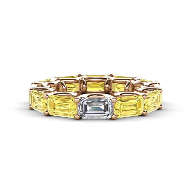 Beverly 6.60 ctw (6x4 mm) Emerald Cut Lab Grown Diamond and Yellow Sapphire Eternity Band 