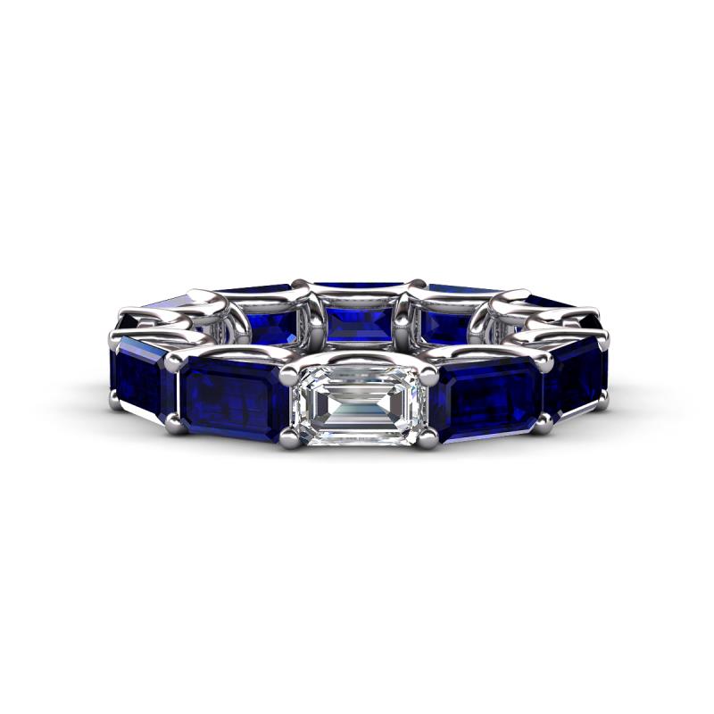 Beverly 7.60 ctw (6x4 mm) Emerald Cut Lab Grown Diamond and Blue Sapphire Eternity Band 
