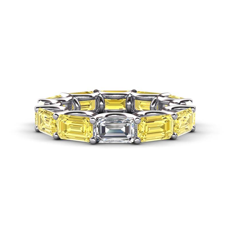 Beverly 6.60 ctw (6x4 mm) Emerald Cut Lab Grown Diamond and Yellow Sapphire Eternity Band 