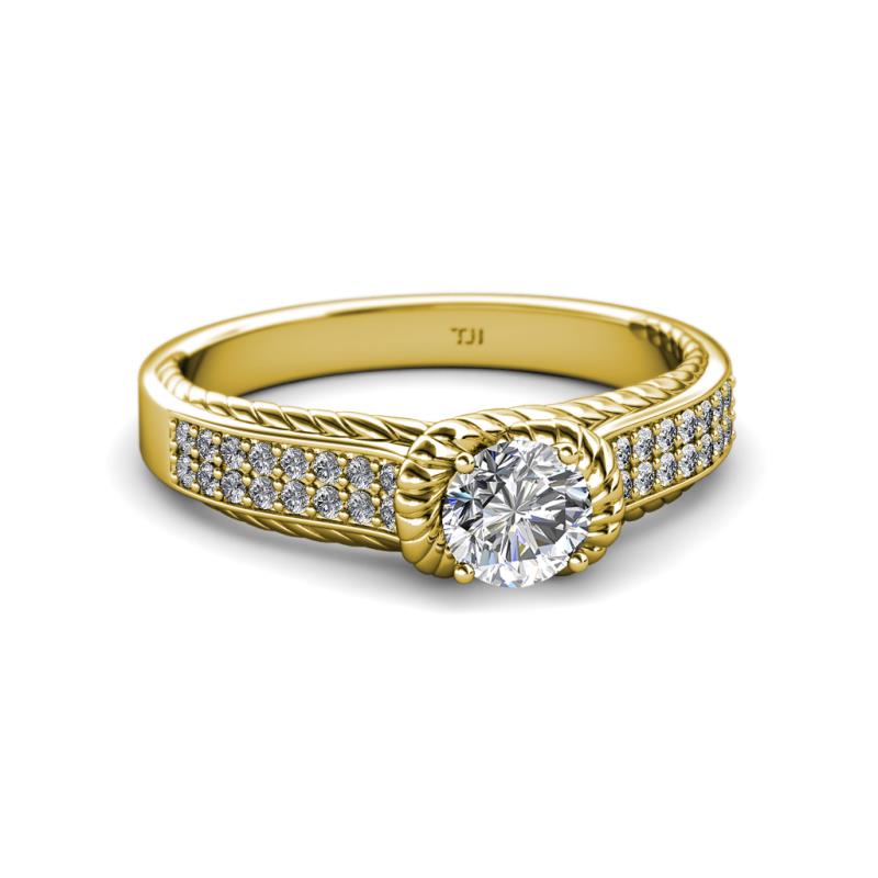 Anya Desire 1.22 ctw (6.5 mm) IGI Certified Round Lab Grown Diamond (VS1/F) and Natural Diamond Solitaire Plus Engagement Ring 