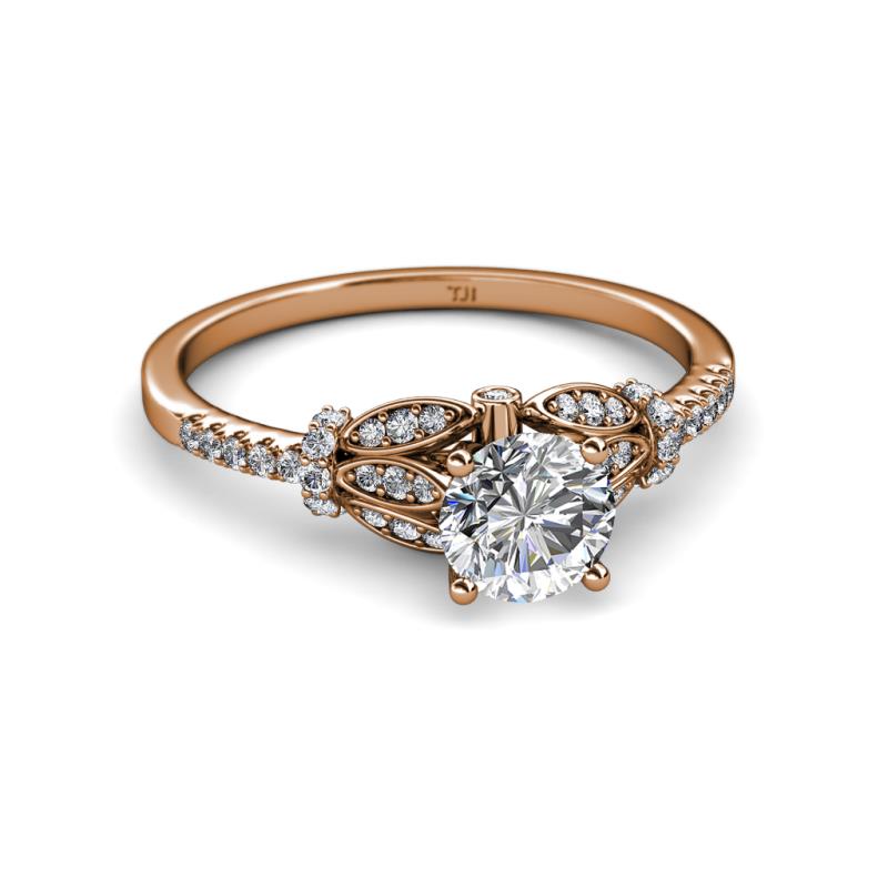 Katelle Desire 1.28 ctw (6.5 mm) IGI Certified Round Lab Grown Diamond (VS1/F) and Round Natural Diamond Engagement Ring 