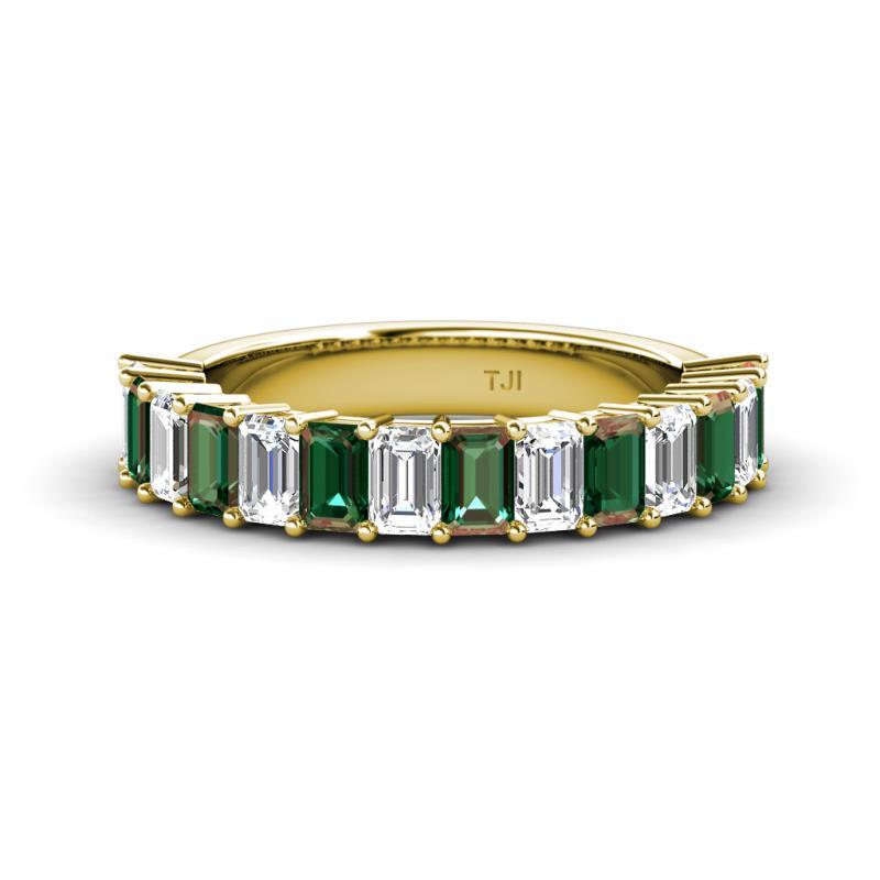 Alaya 5.04 ctw (5x3 mm) Emerald Cut Lab Created Alexandrite and Lab Grown Diamond 14 Stone Wedding Band 